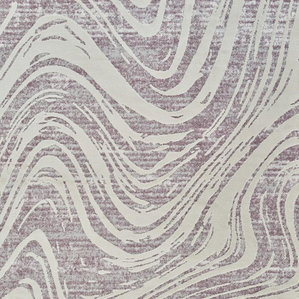 5' X 8' Beige and Purple Abstract Distressed Area Rug