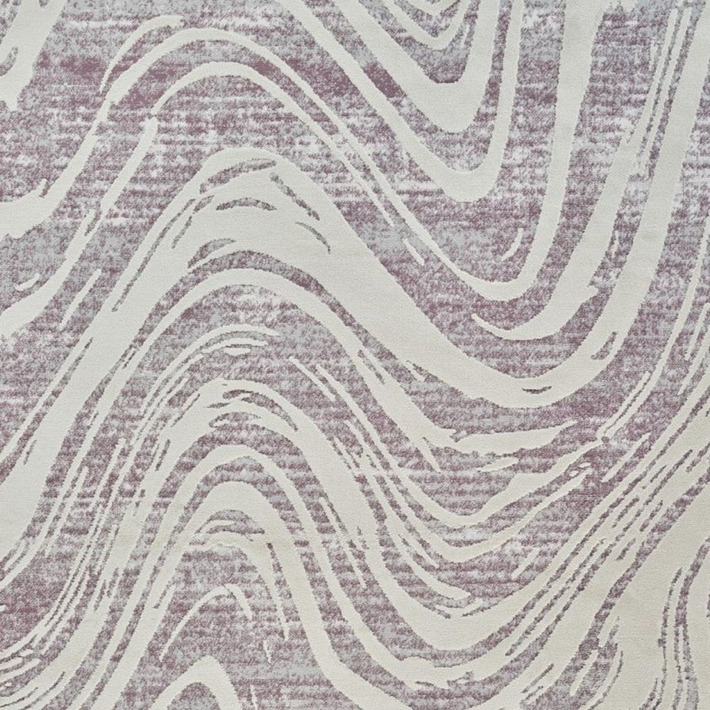 8' X 11' Beige and Purple Abstract Distressed Area Rug