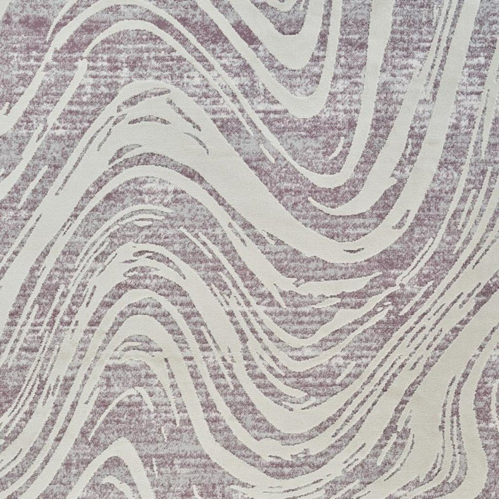 8' X 11' Beige and Purple Abstract Distressed Area Rug