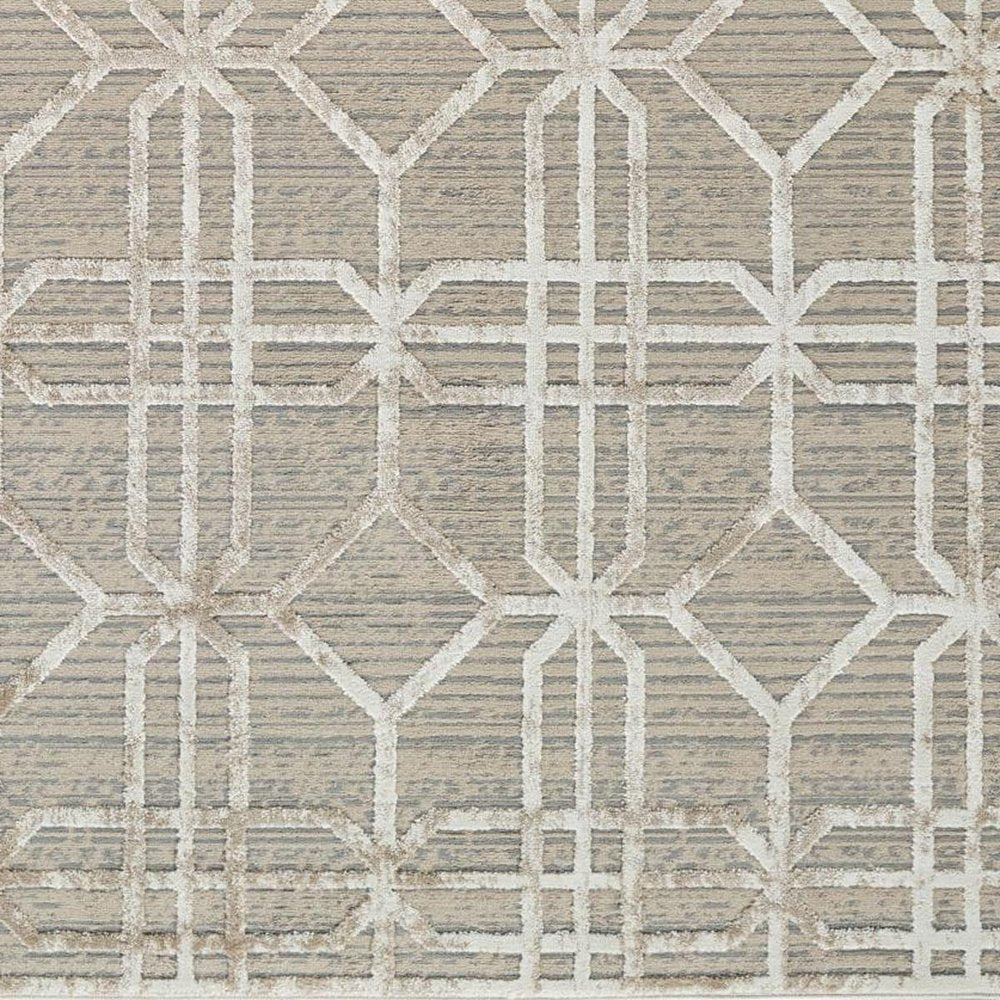5' X 8' Beige and Brown Abstract Distressed Area Rug