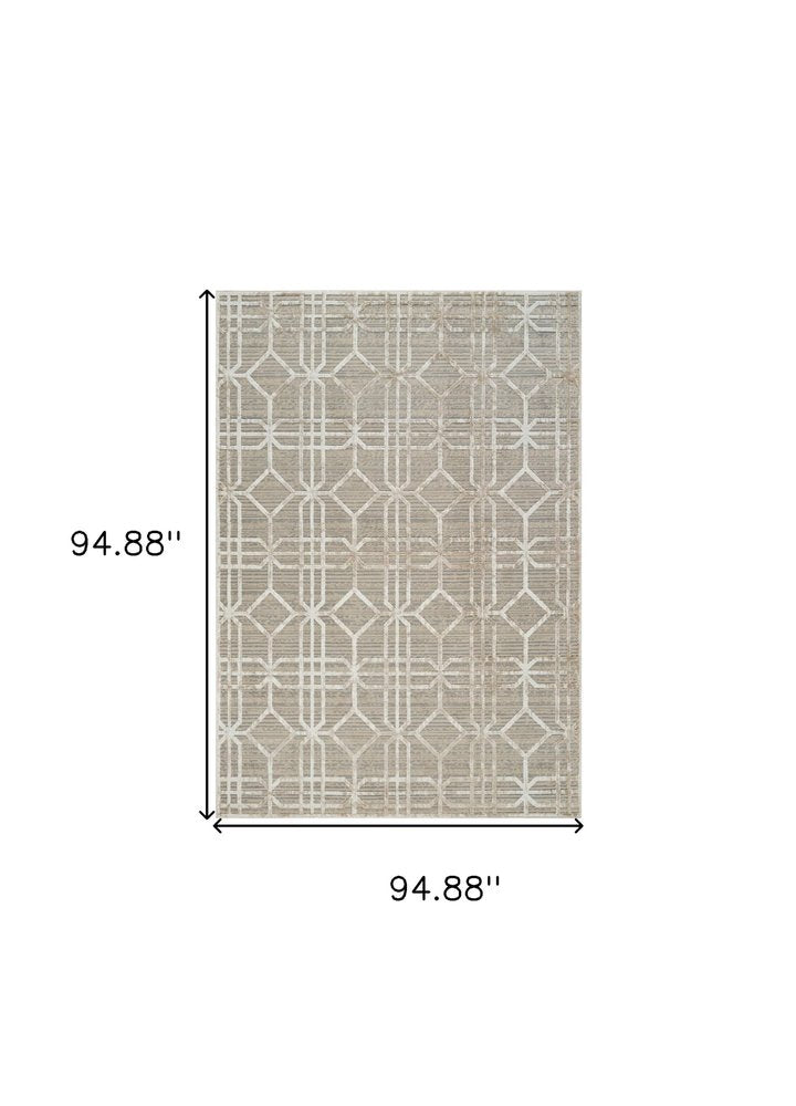 8' X 11' Beige and Brown Abstract Distressed Area Rug