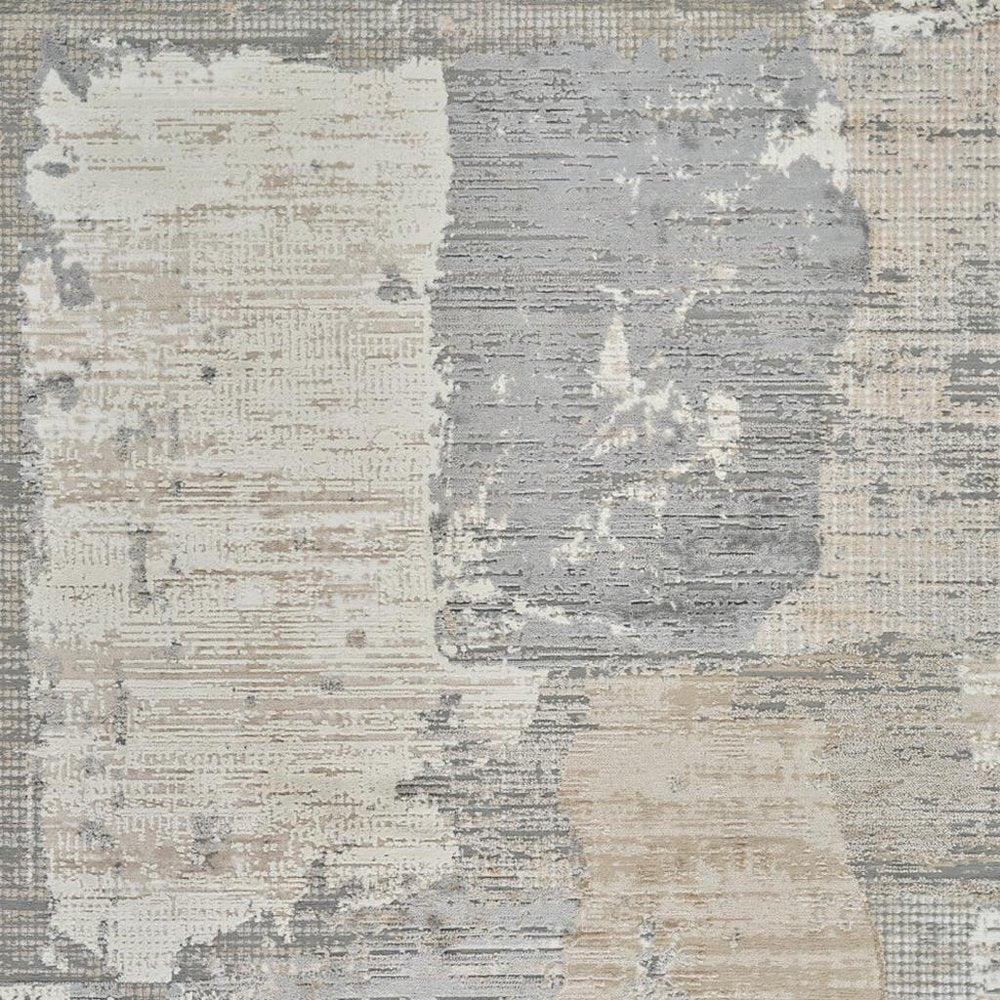 5' X 8' Gray and Cream Abstract Distressed Area Rug