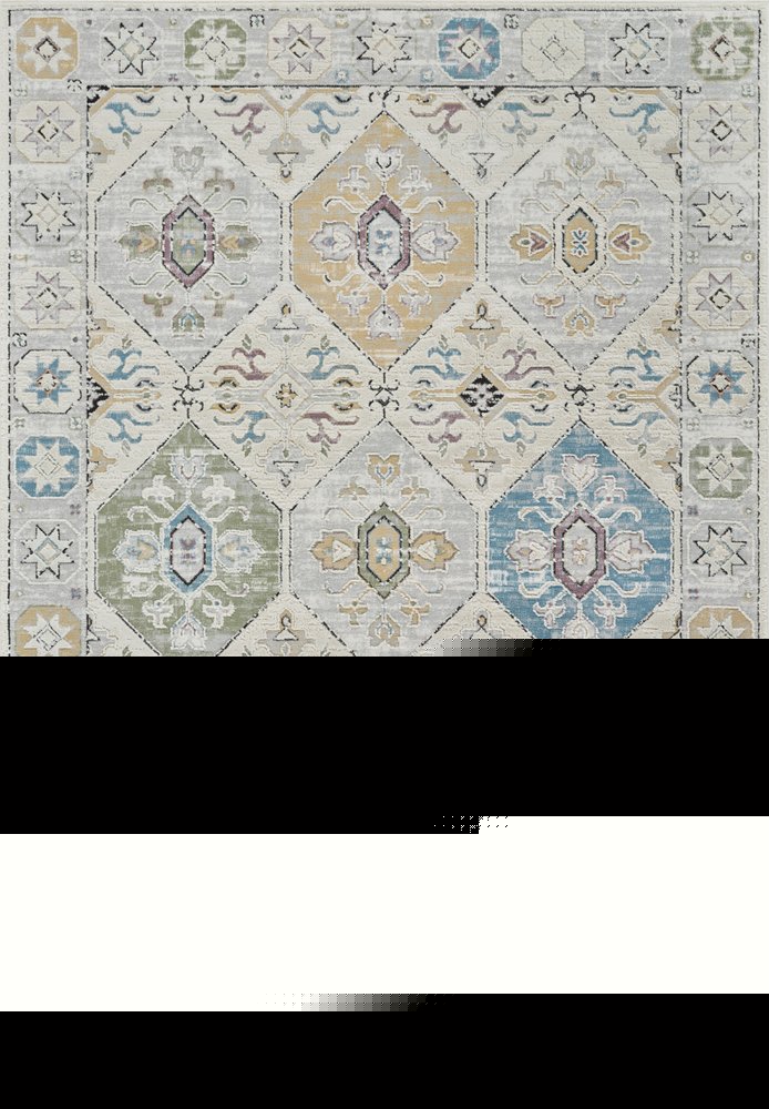 7' X 10' Beige and Gray Abstract Distressed Area Rug
