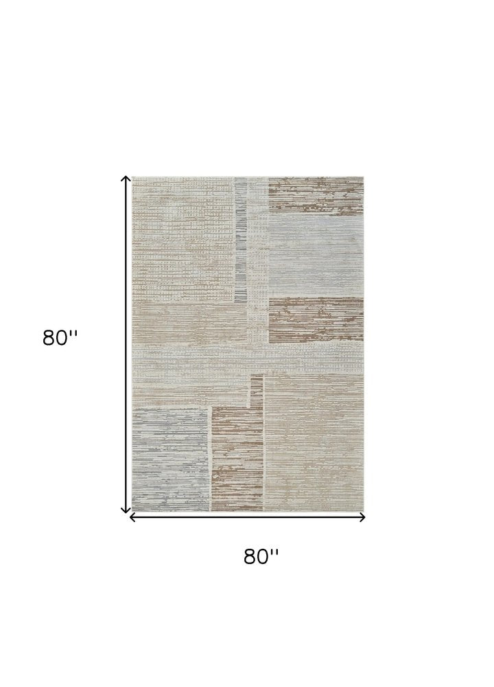 7' X 10' Beige and Brown Abstract Distressed Area Rug