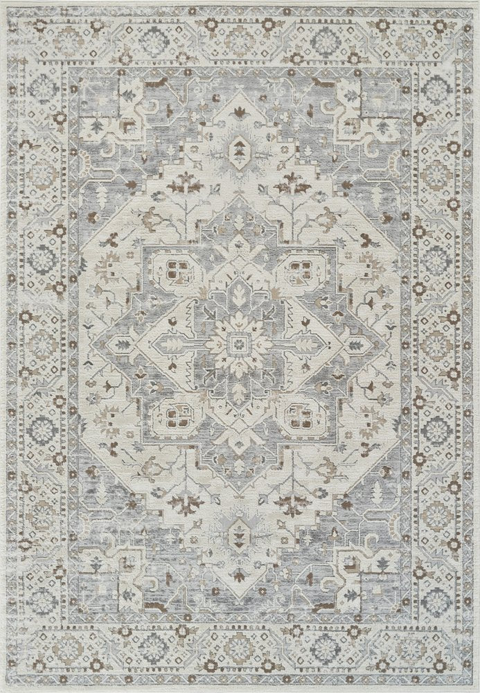 5' X 8' Gray and Beige Oriental Distressed Area Rug