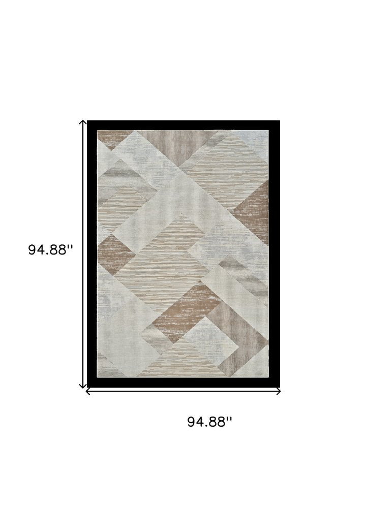 8' X 11' Beige and Brown Abstract Distressed Area Rug