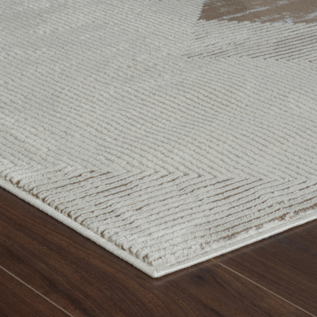 8' X 11' Beige and Brown Abstract Distressed Area Rug