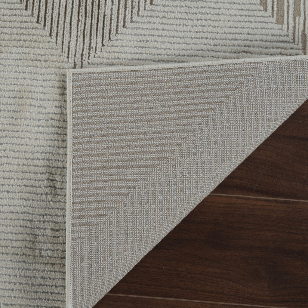 8' X 11' Beige and Brown Abstract Distressed Area Rug