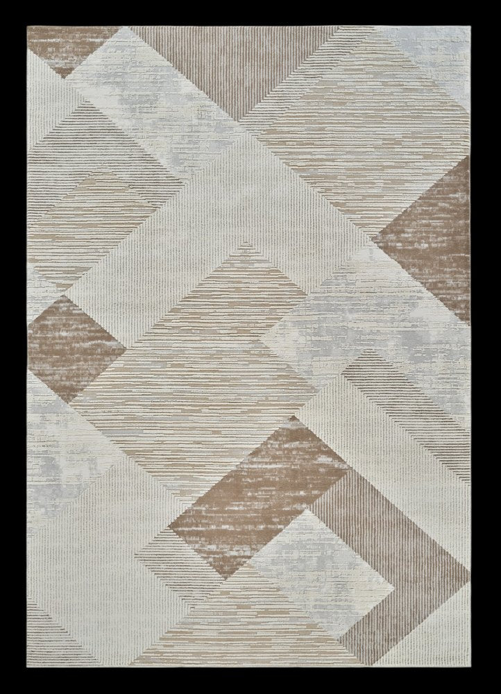 8' X 11' Beige and Brown Abstract Distressed Area Rug