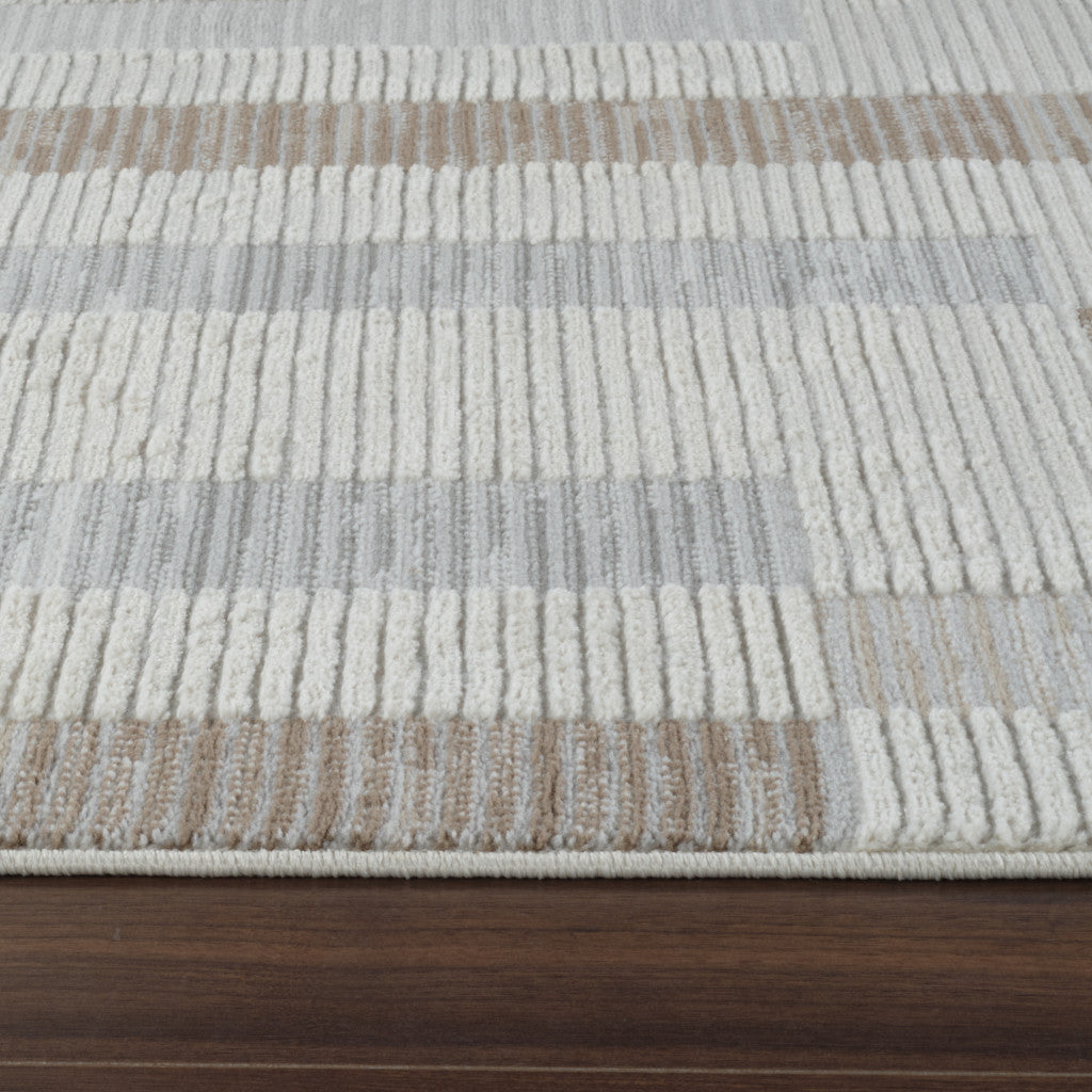 5' X 8' Beige and Brown Abstract Distressed Area Rug