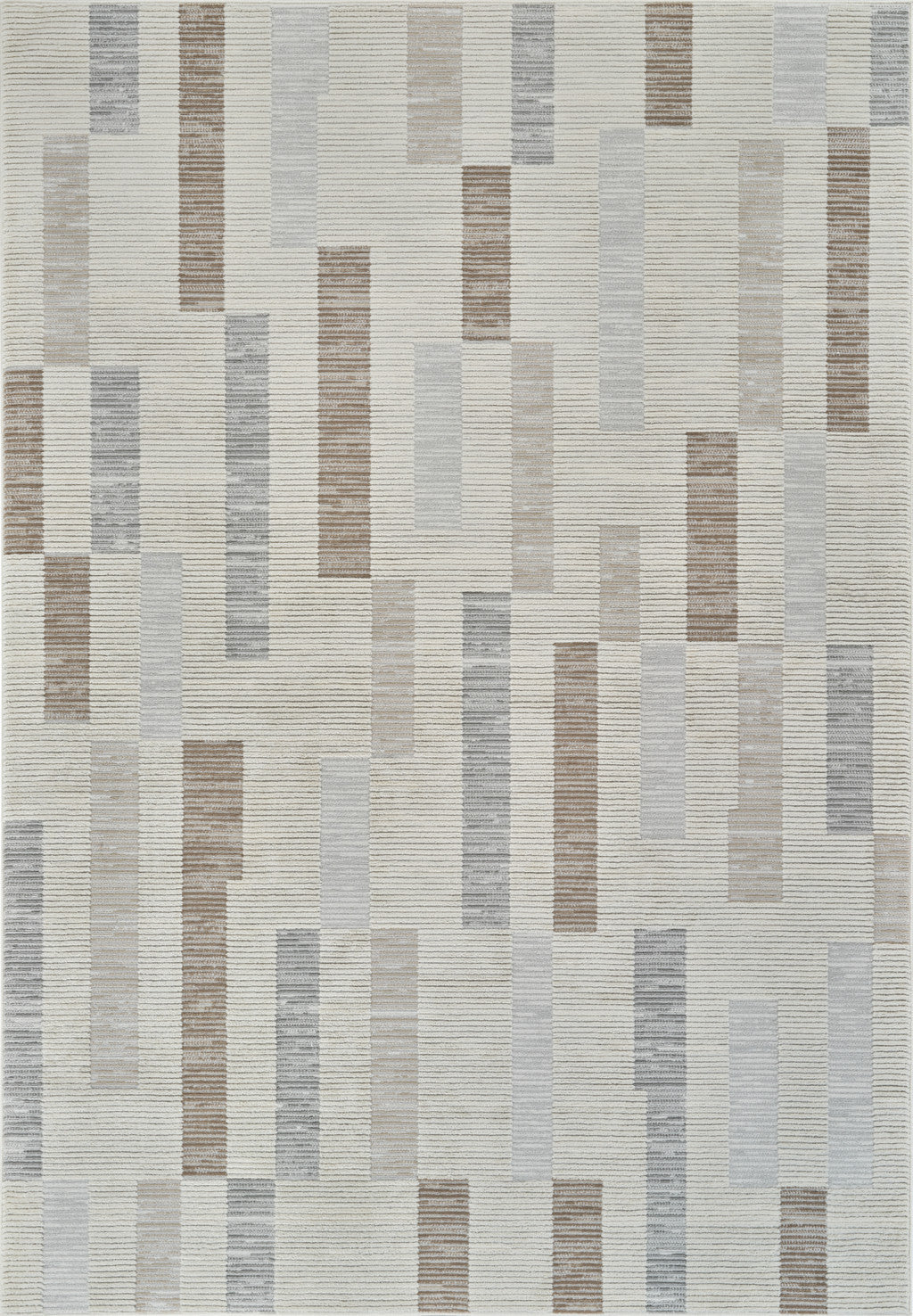 5' X 8' Beige and Brown Abstract Distressed Area Rug