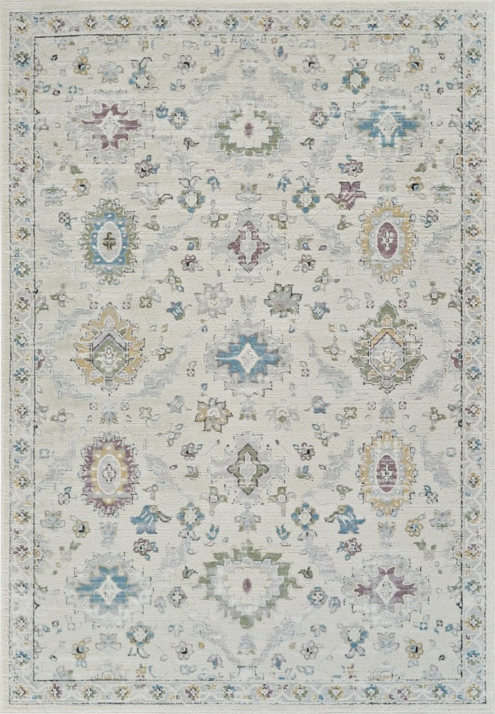 5' X 8' Cream and Beige Abstract Distressed Area Rug