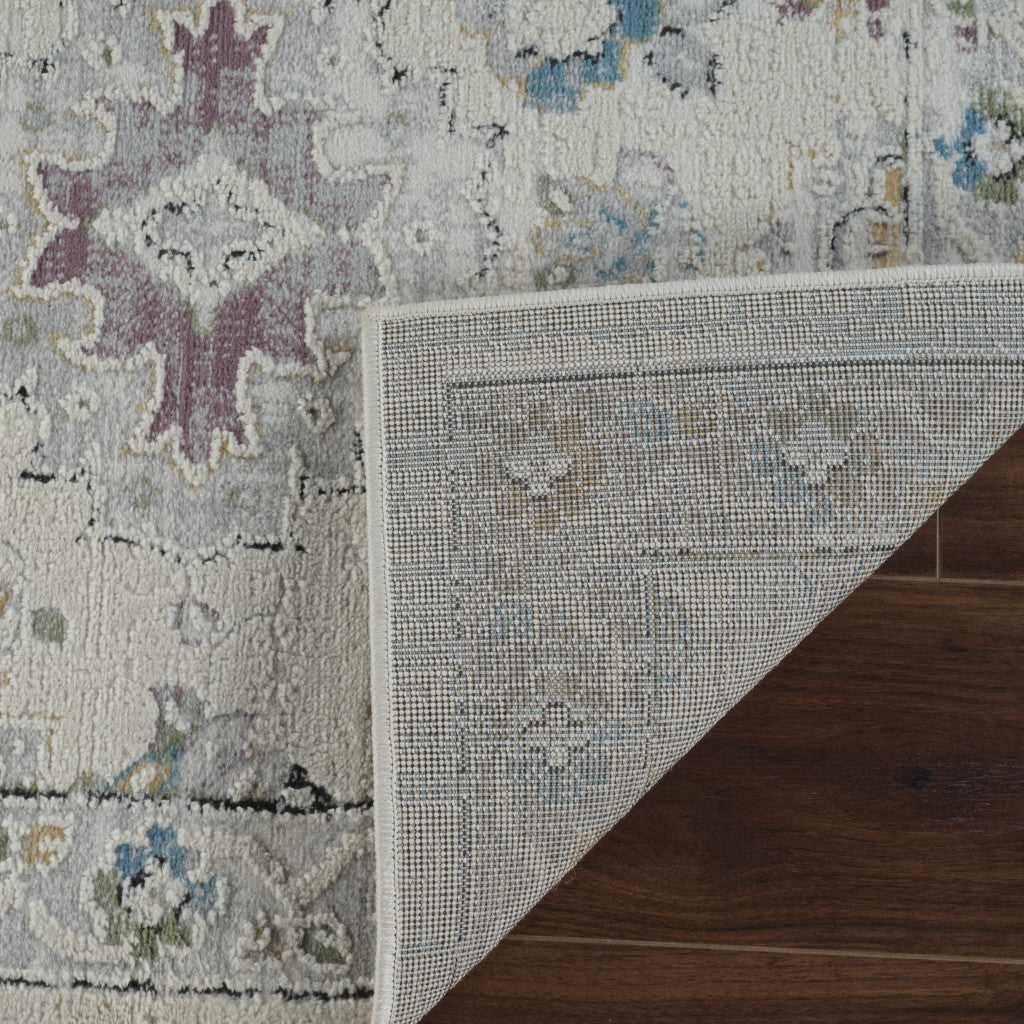 8' X 11' Cream and Beige Abstract Distressed Area Rug