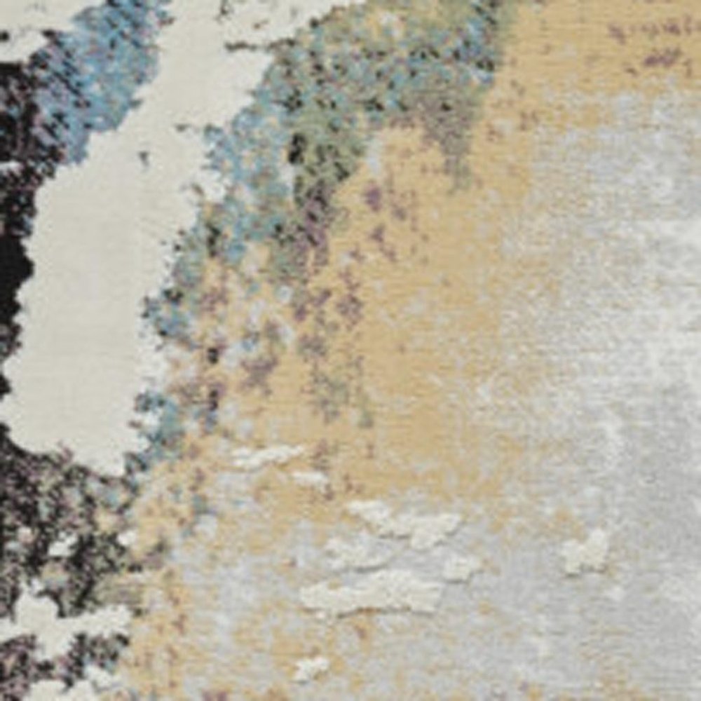 4' X 6' Beige and Blue Abstract Distressed Area Rug