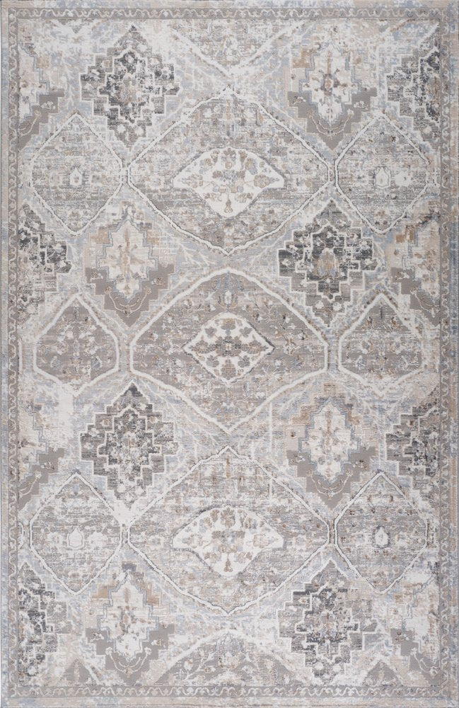 7' X 10' Blue and Gray Oriental Distressed Area Rug