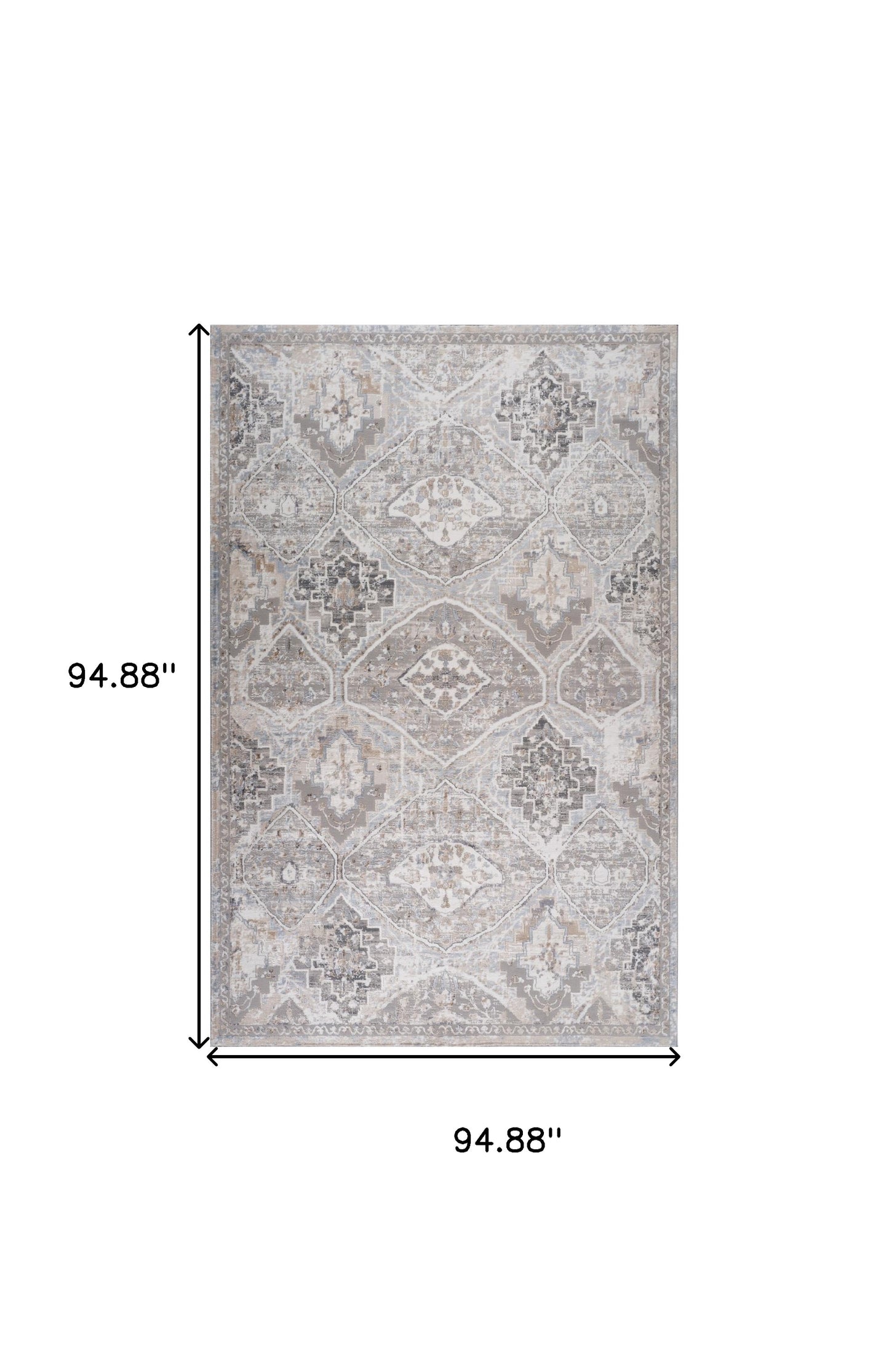 8' X 11' Blue and Gray Oriental Distressed Area Rug