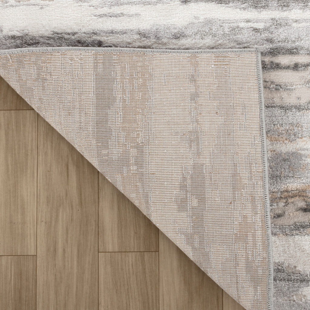 7' X 10' Beige and Gray Abstract Distressed Area Rug