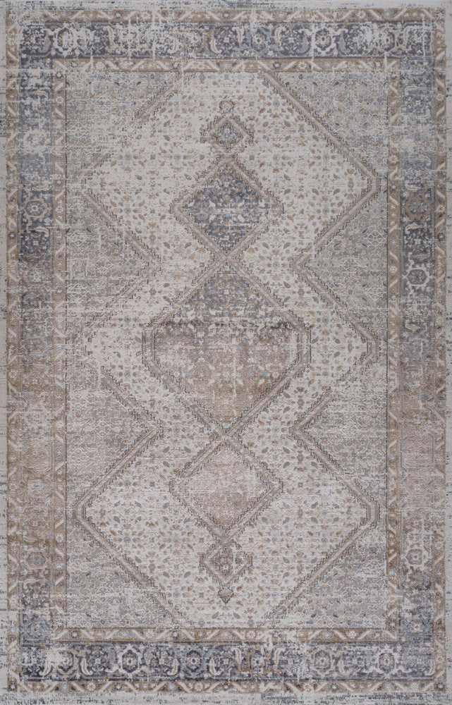 5' X 8' Beige and Gray Abstract Distressed Area Rug