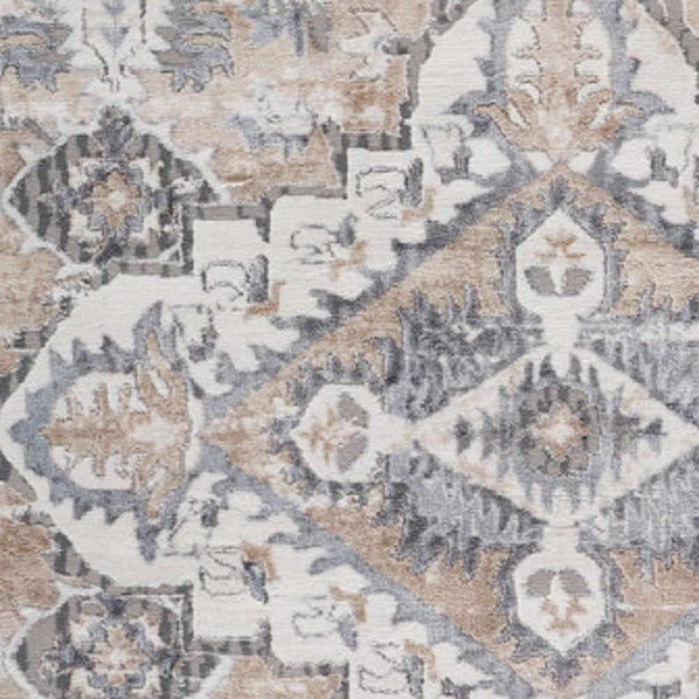 7' X 10' Gray and Brown Oriental Distressed Area Rug