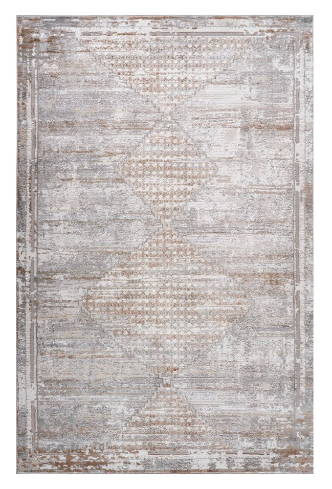 5' X 8' Gray and Brown Abstract Distressed Area Rug