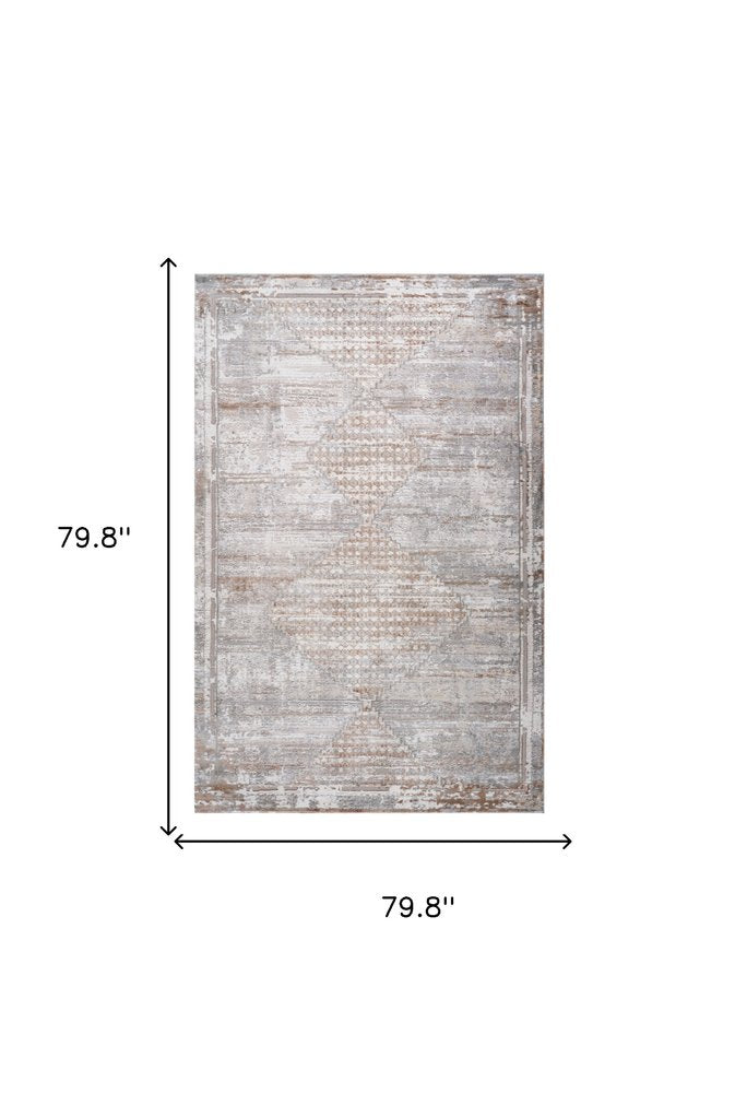 7' X 10' Gray and Brown Abstract Distressed Area Rug