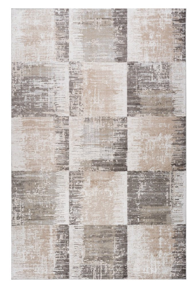 7' X 10' Beige and Brown Abstract Distressed Area Rug