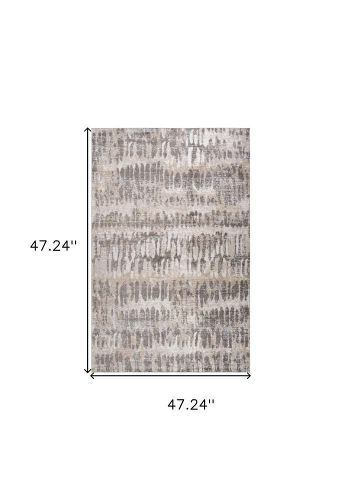 4' X 6' Beige and Brown Abstract Distressed Area Rug