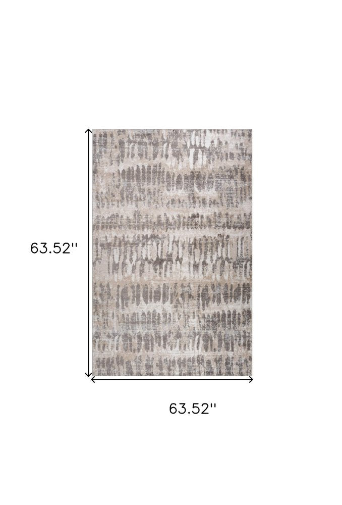 5' X 8' Beige and Brown Abstract Distressed Area Rug