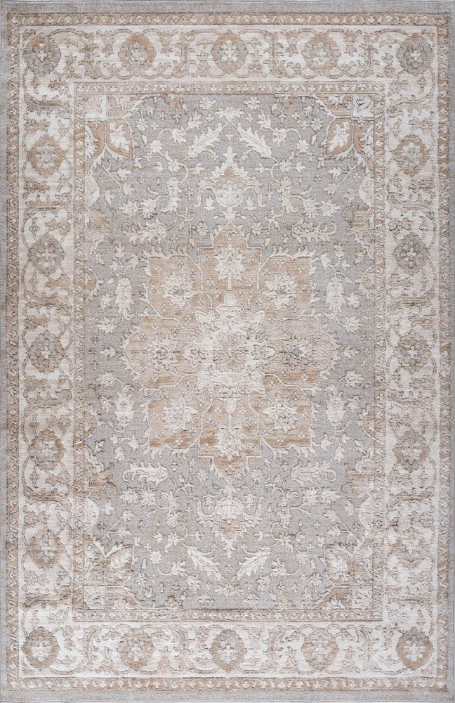 7' X 10' Beige and Gray Oriental Distressed Area Rug