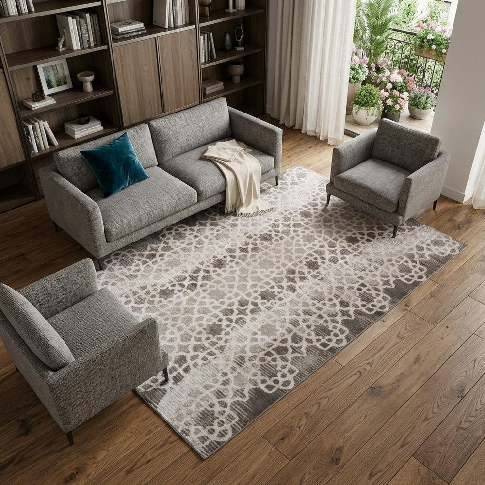 8' X 11' Brown and Beige Abstract Distressed Area Rug