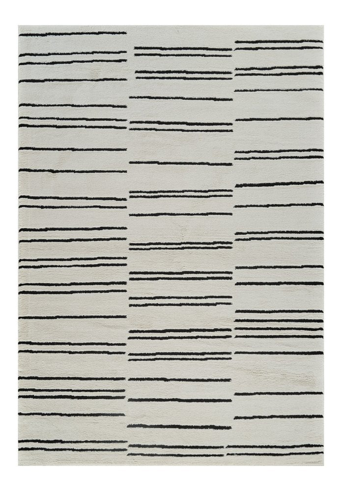 8' X 11' Cream and Black Abstract Distressed Area Rug