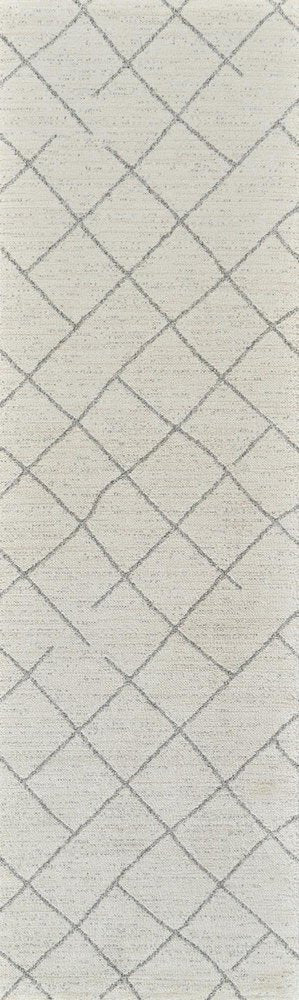 8' Cream And Beige Abstract Distressed Runner Rug