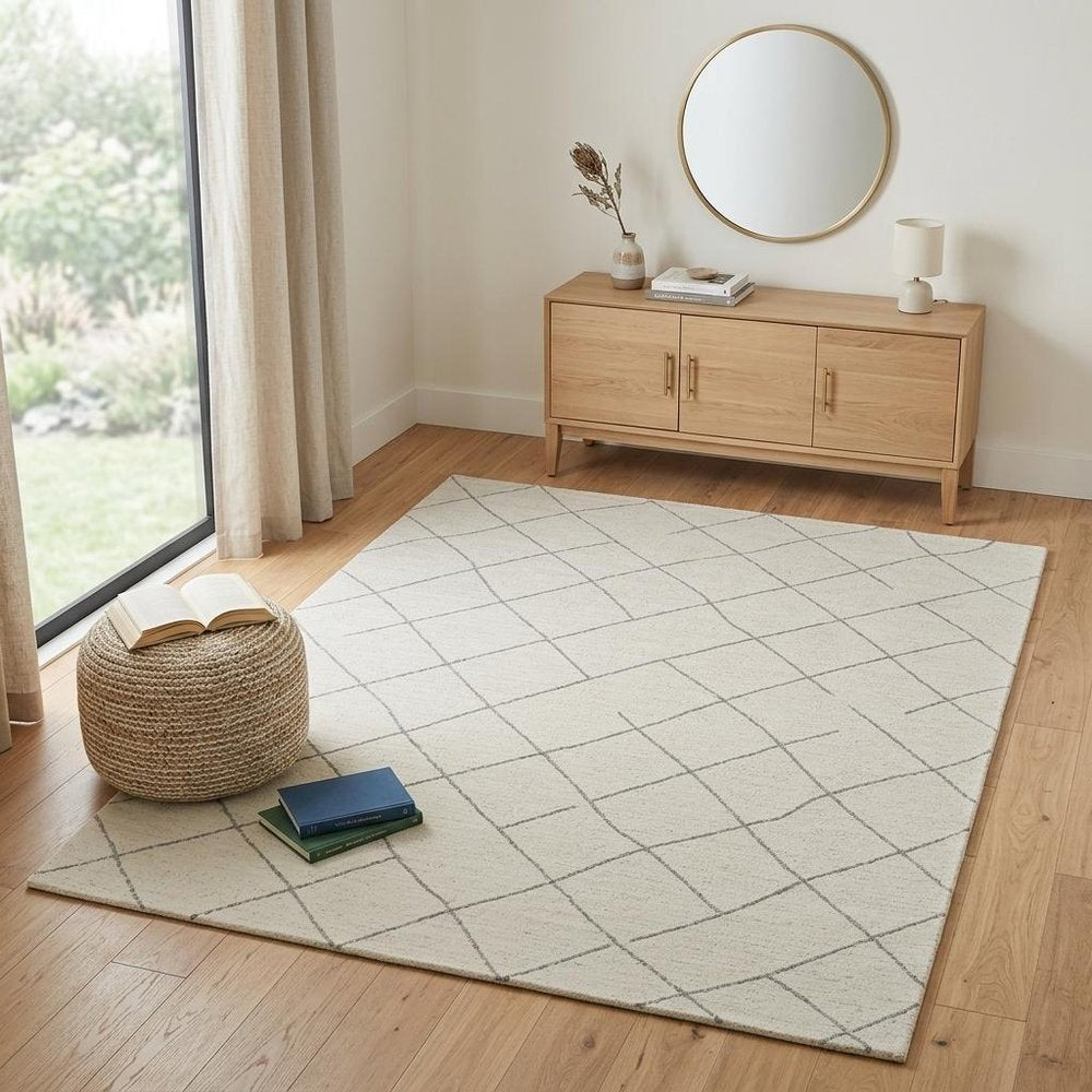 4' X 6' Cream and Beige Abstract Distressed Area Rug
