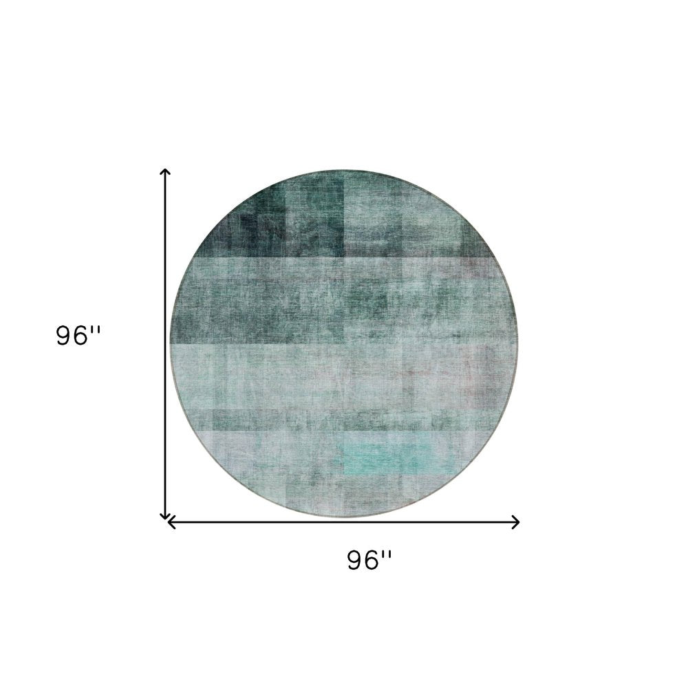 3' X 5' Teal Ombre Washable Non Skid Indoor Outdoor Area Rug