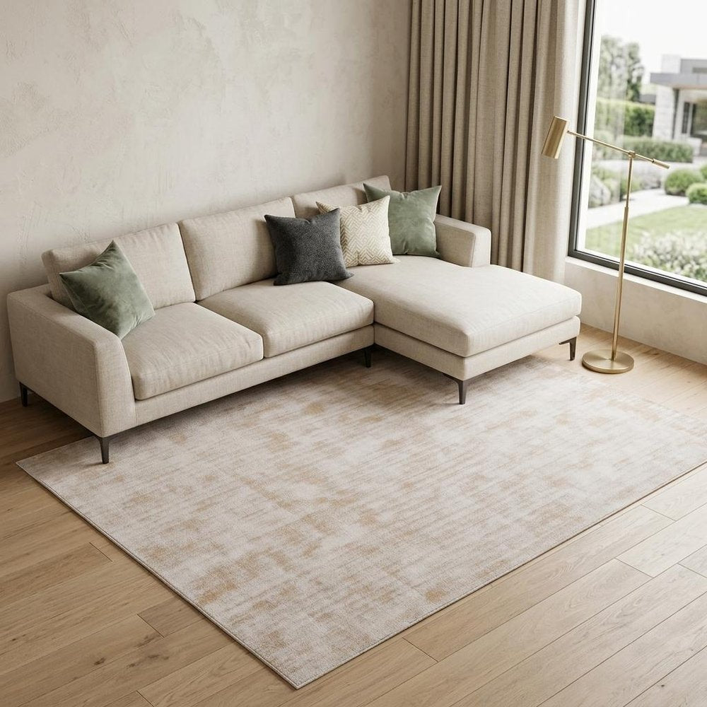 9' X 12' Champagne Hand Loomed Area Rug