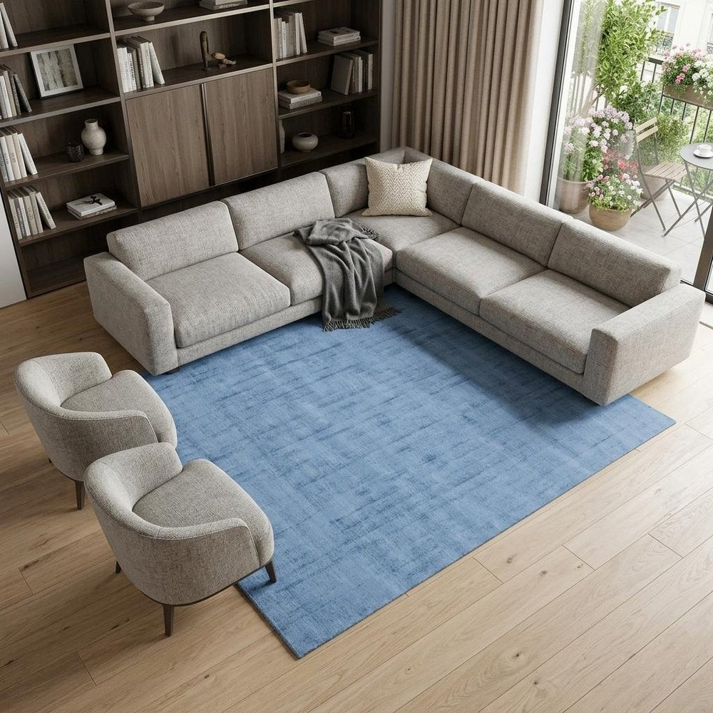 10' X 14' Denim Blue Hand Loomed Area Rug