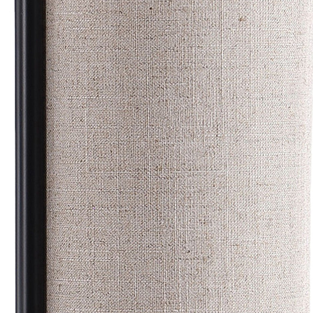 22" Black Metal Bedside Lamp With Beige Cylinder Shade