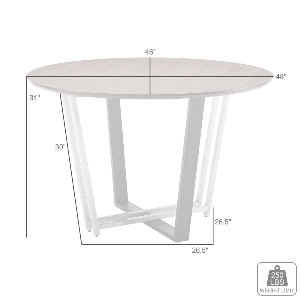 48" Brown And Black Iron Sled Base Round Top Dining Table