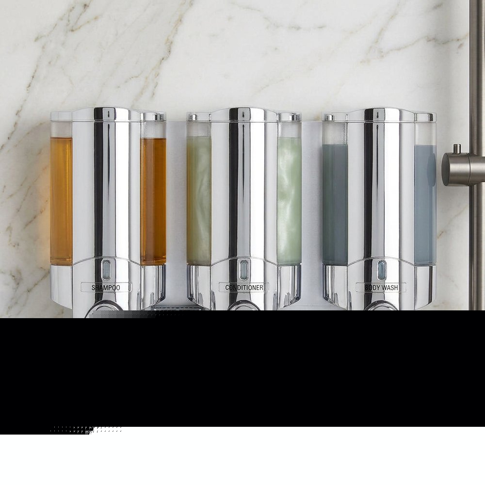 Silver Heavy Duty Plastic Three Chamber Wall Mount Soap Dispenser