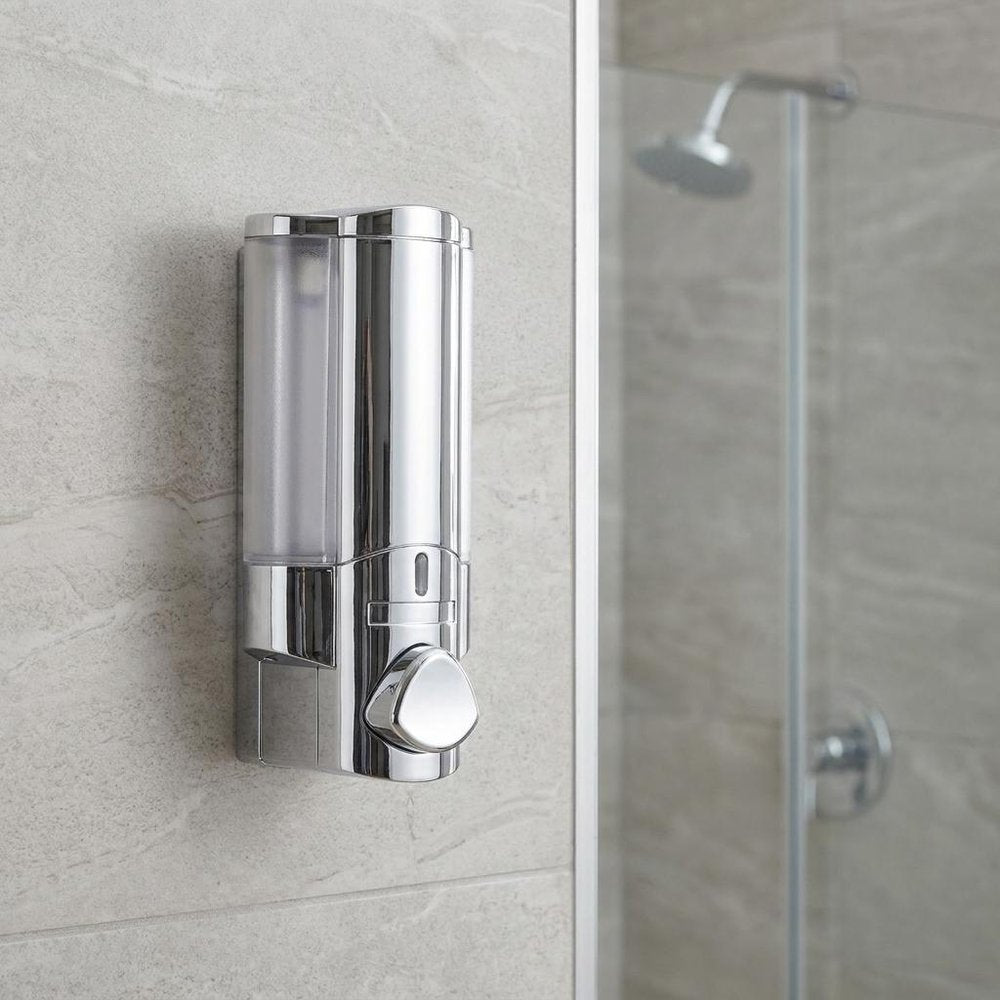 Silver Heavy Duty Plastic Wall Mount Soap Dispenser