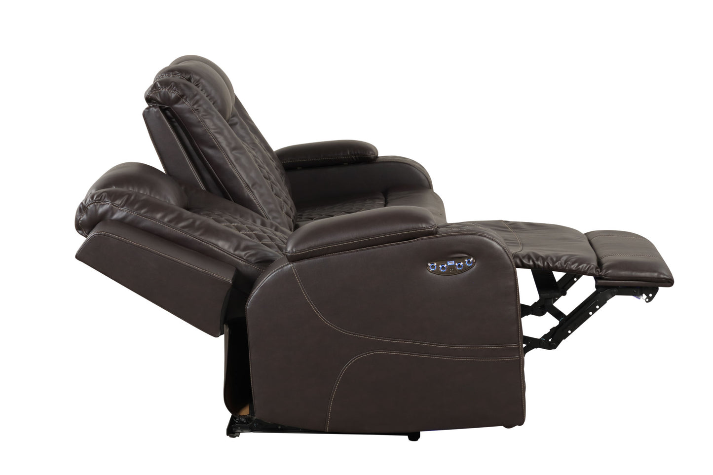 LED & Power Recliner 3 PC Living Room Set - Faux Leather in Brown