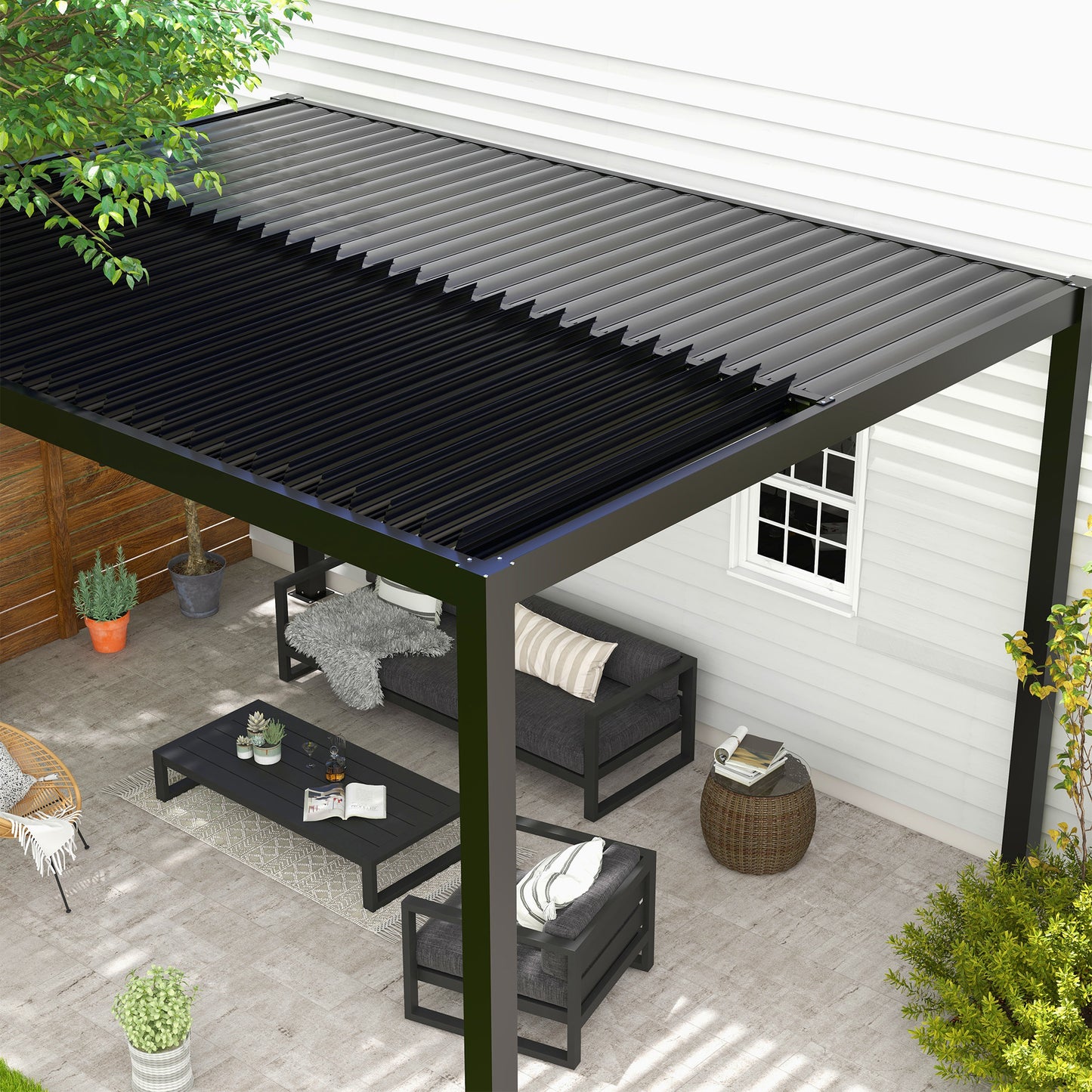Pergola 10x13FT Aluminum Frame & Louvers