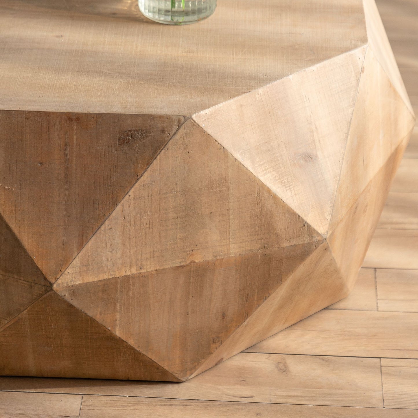 38" American Retro Style Coffee Table with Embossed Pattern Design