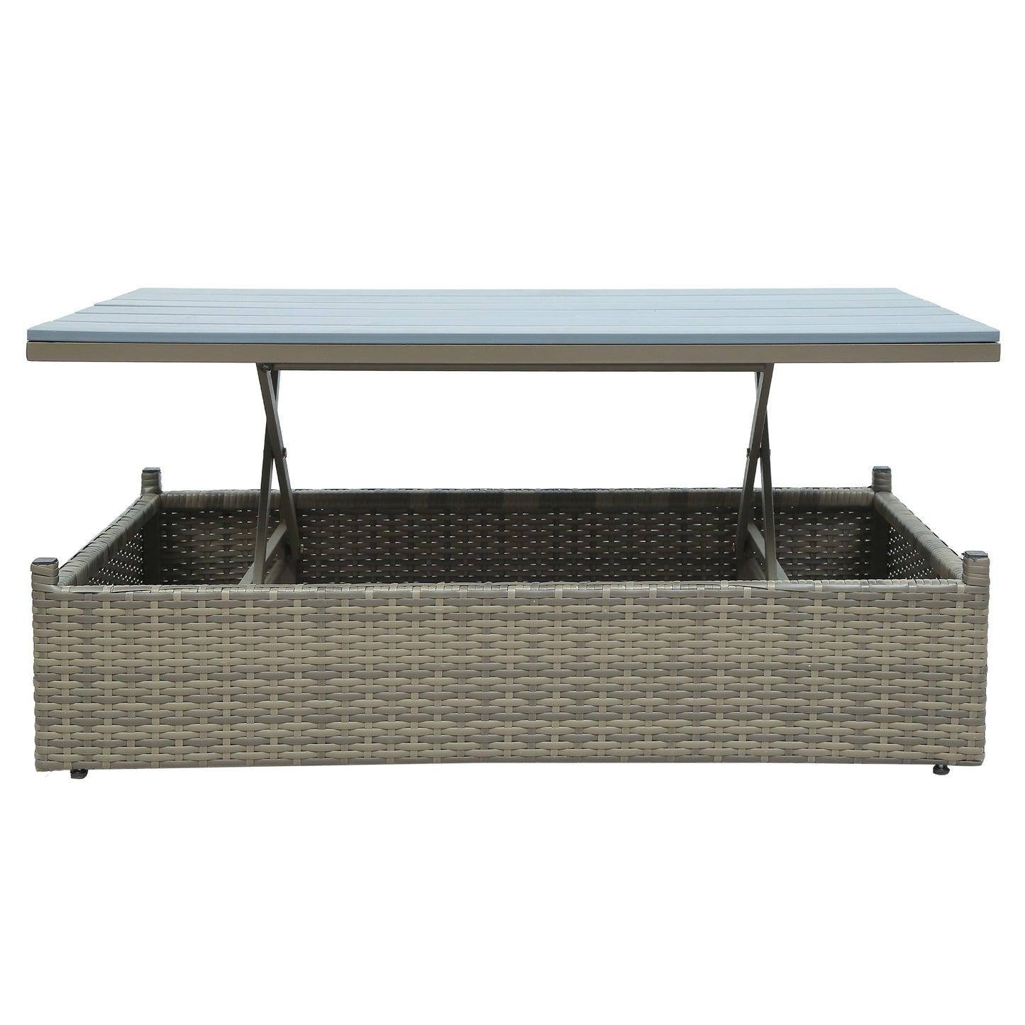 5-Piece Patio Wicker Furniture Set - Sofa, Ottomans & Lift Top Table