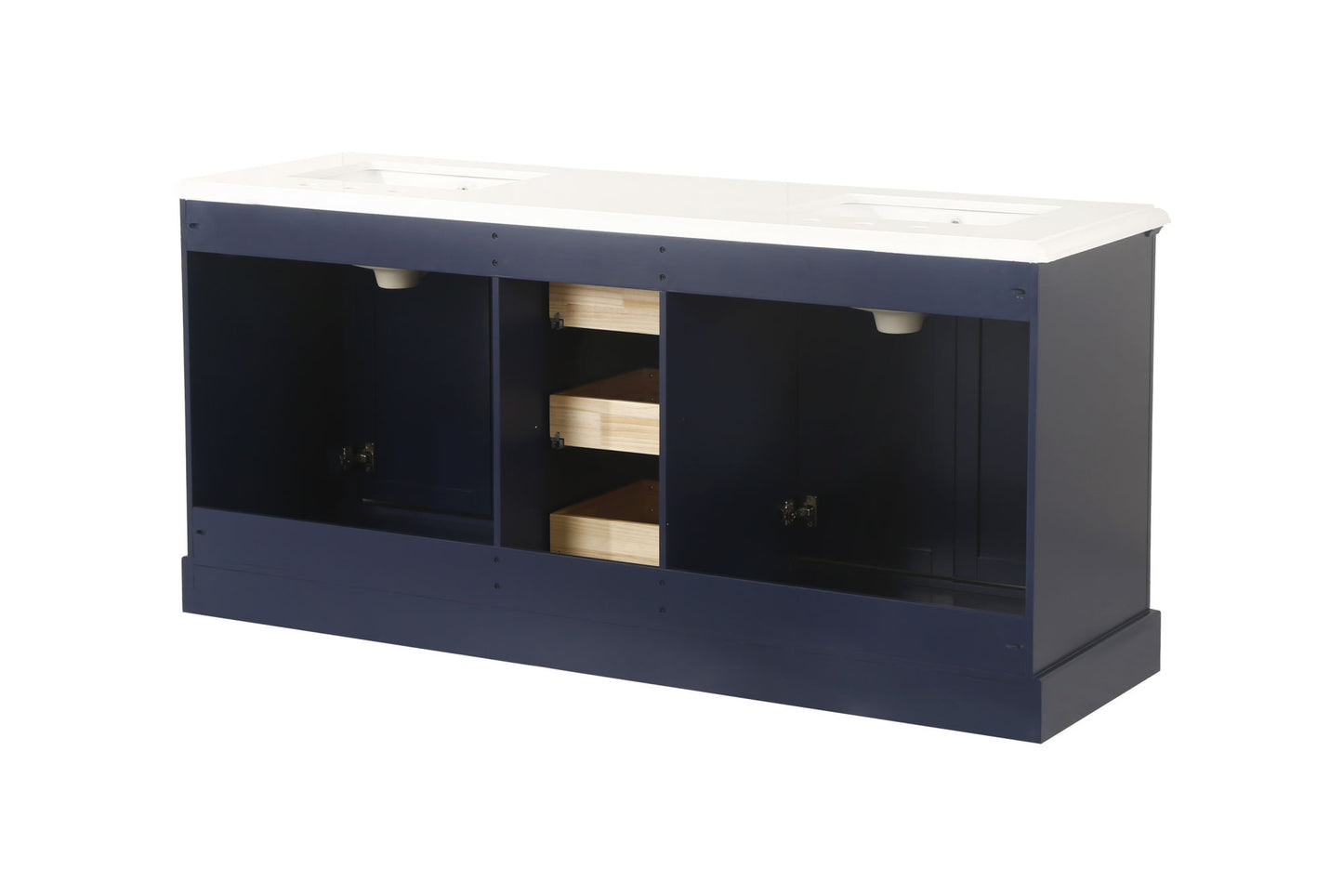 72-Inch Blue Vanity Sink Combo - Marble Countertop & Bathroom Sink Cabinet