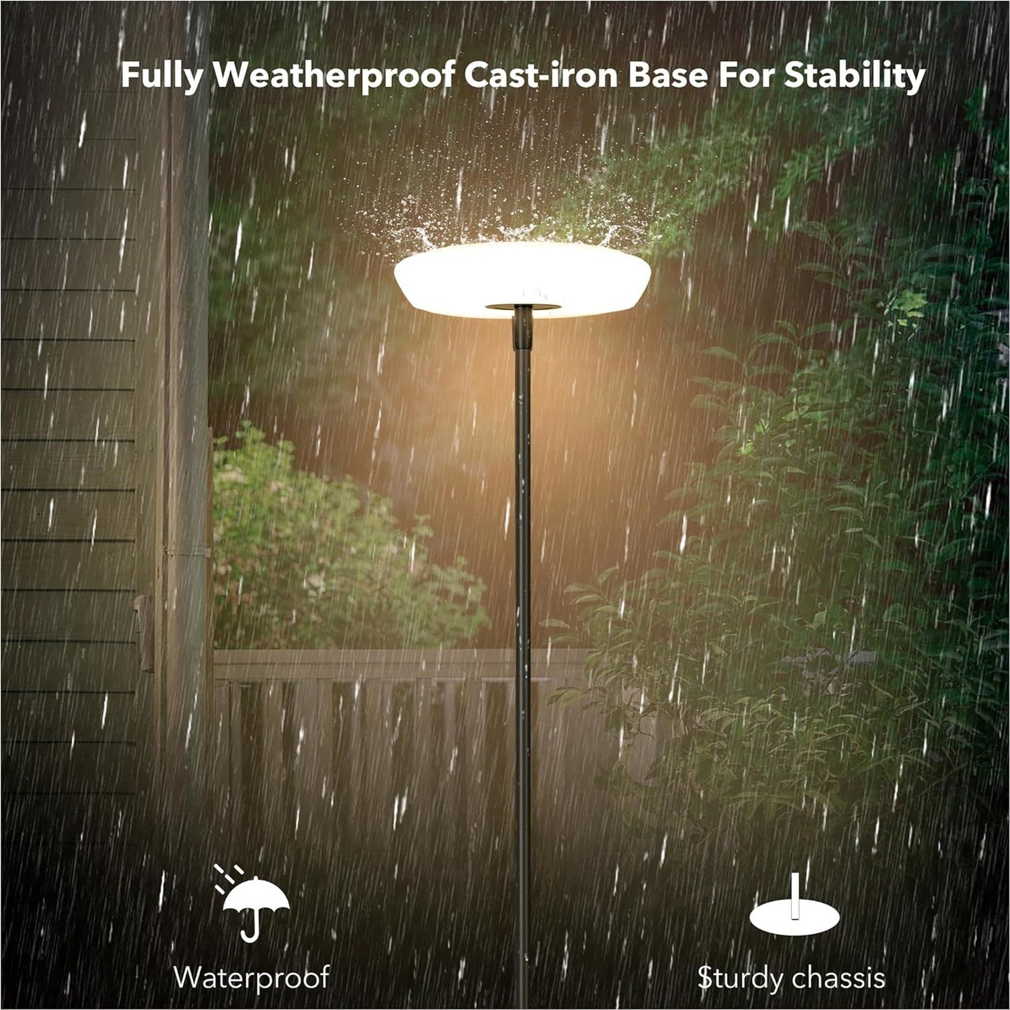 Outdoor Rattan Solar Powered Floor Lamp - IP65 Waterproof LED Light