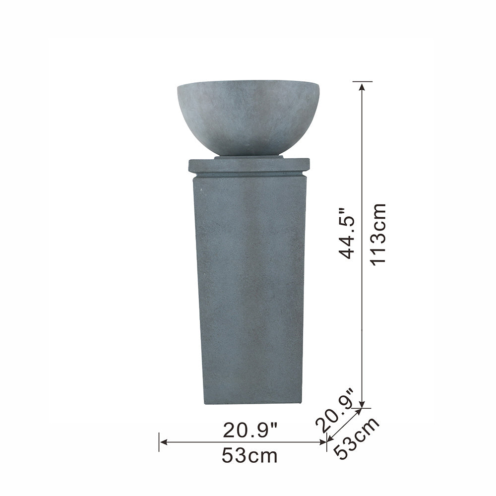 44.5" Gray Zen Bowl Water Fountain - Outdoor Bird Feeder/Bath