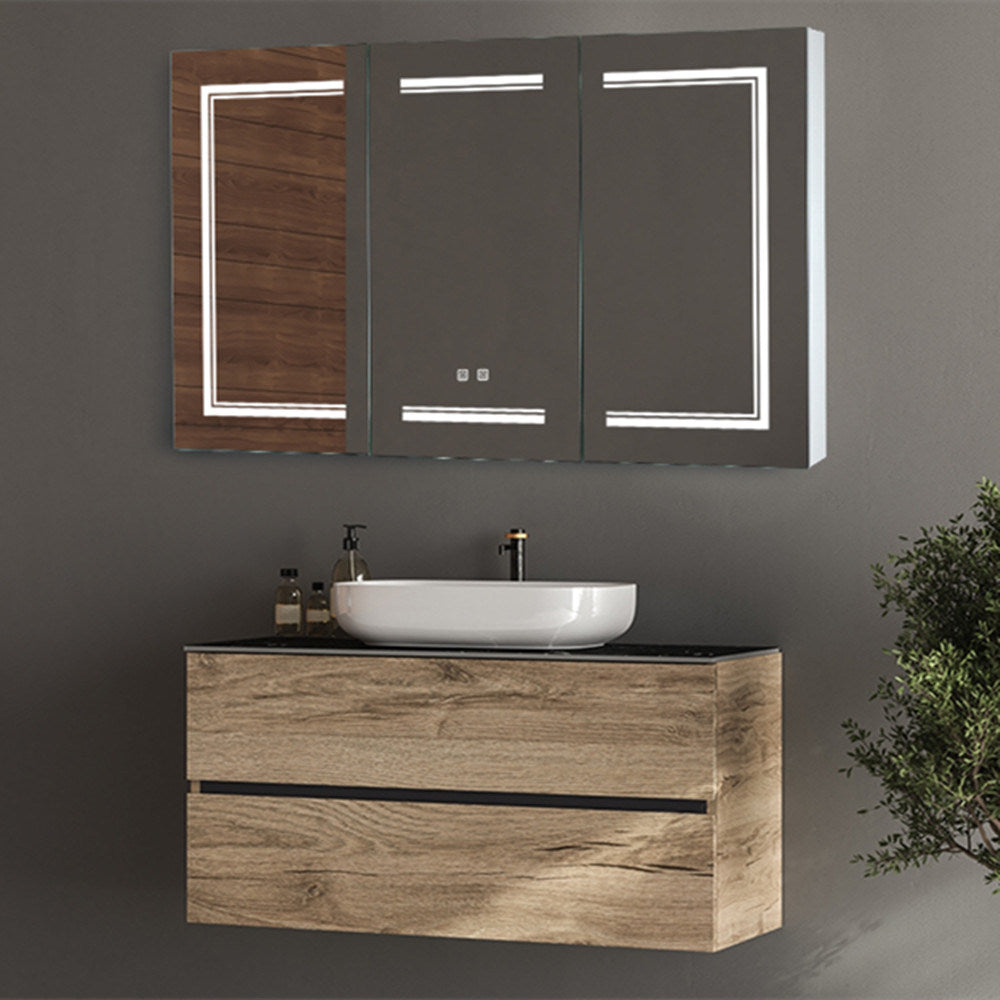 LED Bathroom Wall Cabinet - 3 Door Mirror Cabinet, White