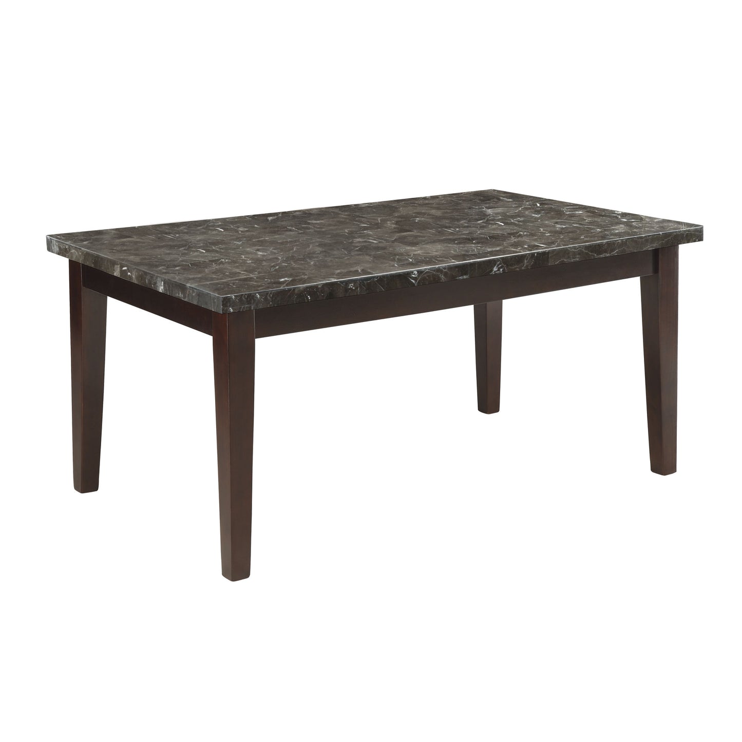 Dark Cherry 5pc Dining Set - Marble Top Table & Faux Leather Chairs