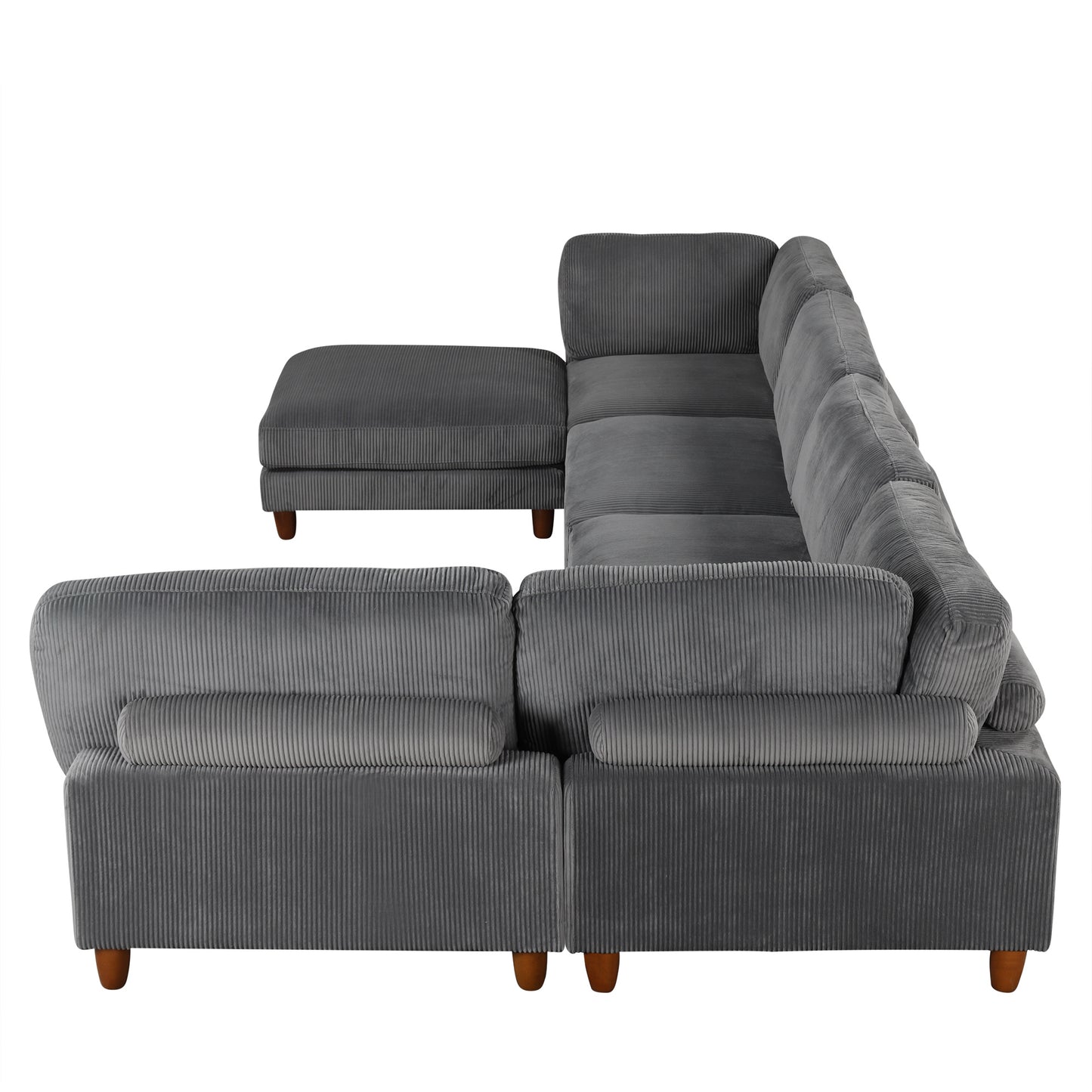 U-Style Modular Sectional Sofa with Ottoman - 163" L-Shaped Corner (6-Seater)